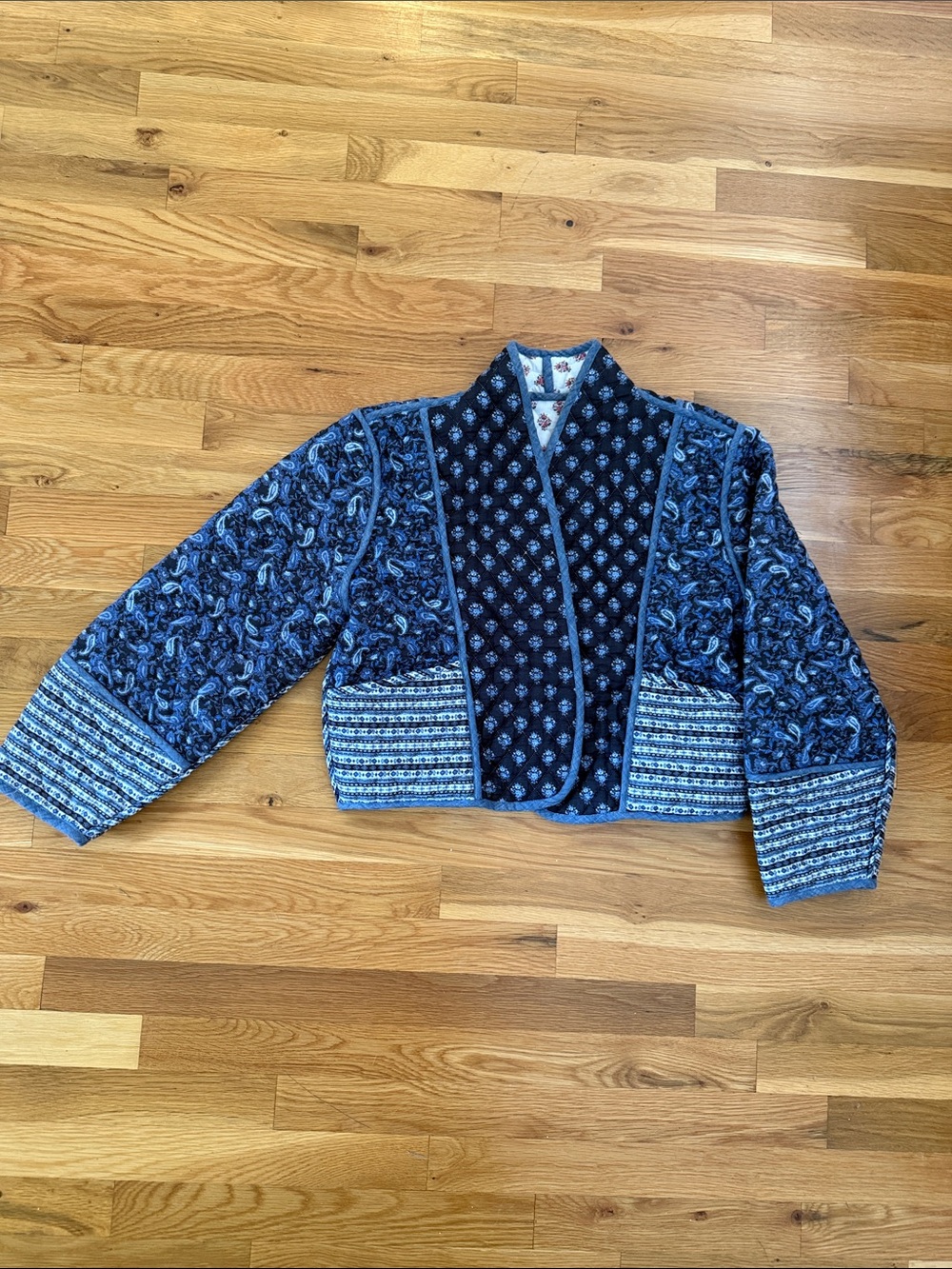 Reversible Patterned Quilted Cropped Jacket